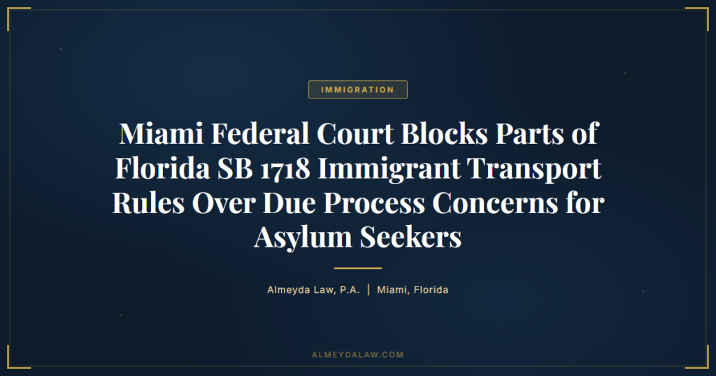 Miami Federal Court Blocks Florida Sb 1718 - Legal guide by Almeyda Law