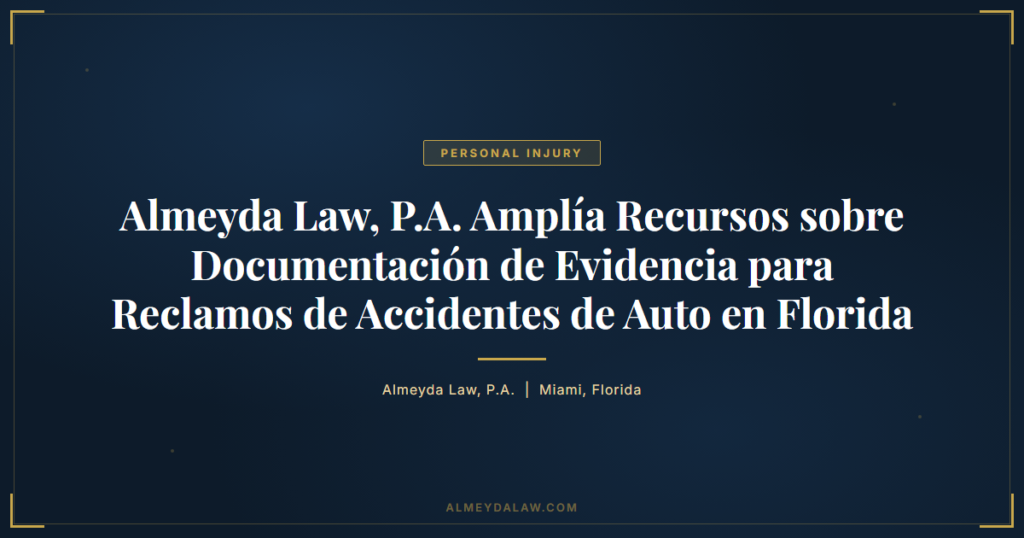 Es Almeyda Law P A Amplia Recursos Sobre Documentacion De Evidencia Para Reclamos De Accidentes De Auto En Florida - Legal guide by Almeyda Law