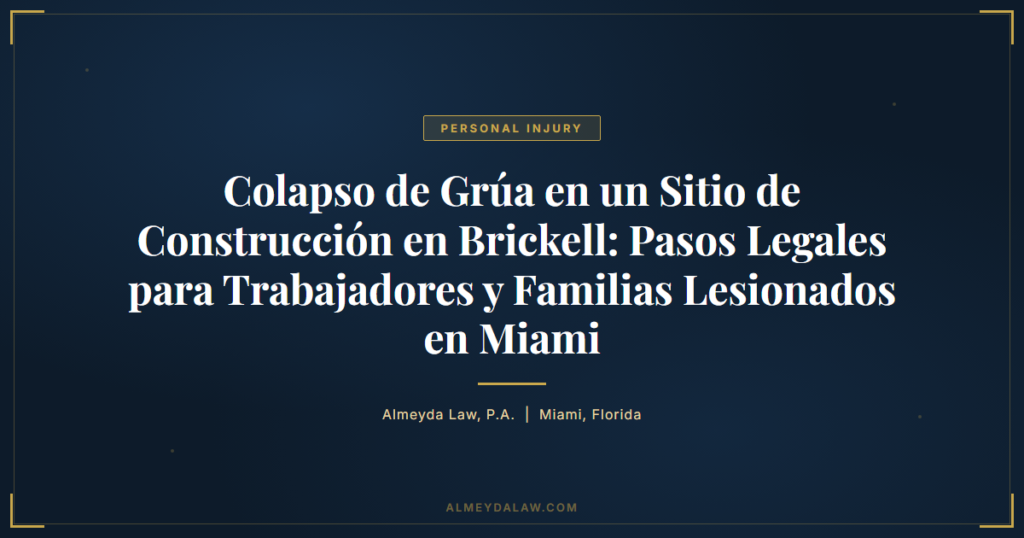 Es Colapso De Grua En Sitio De Construccion En Brickell Pasos Legales Para Trabajadores Y Familias Lesionados En Miami - Legal guide by Almeyda Law