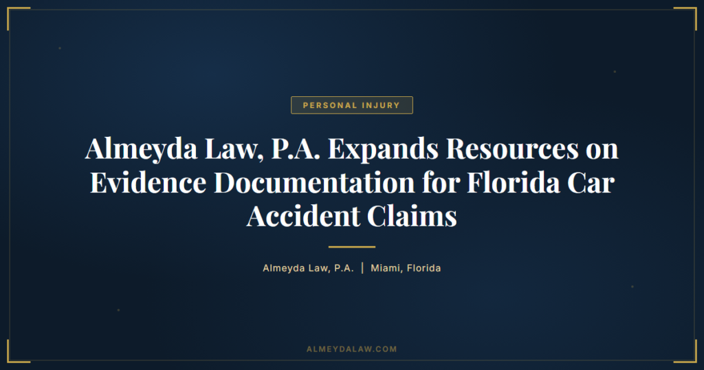 Evidence Documentation Florida Car Accident Claims - Legal guide by Almeyda Law