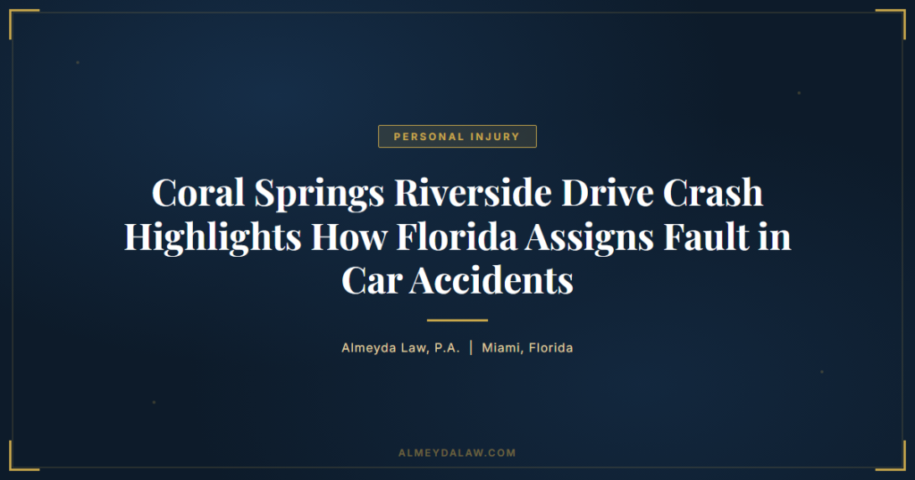Coral Springs Riverside Drive Crash Florida Fault - Legal guide by Almeyda Law