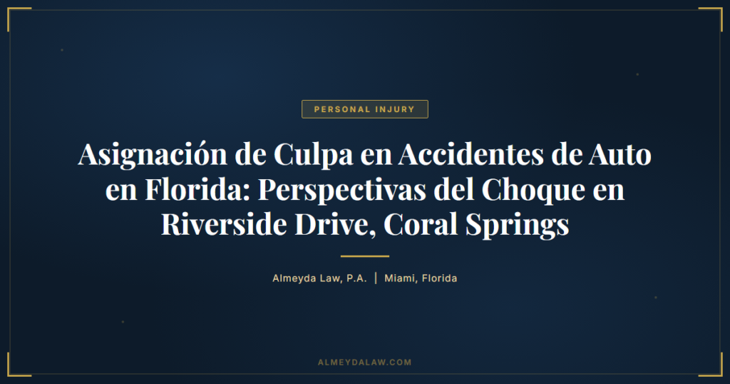 Es Asignacion De Culpa En Accidentes De Auto En Florida Perspectivas Del Choque En Riverside Drive Coral Springs - Legal guide by Almeyda Law
